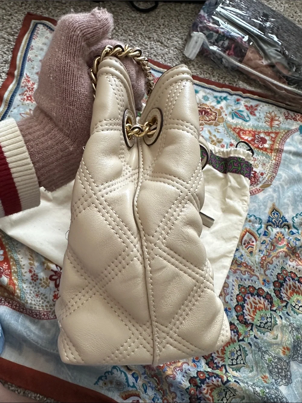 Tory Burch Fleming soft Cream Quilted Leather Chain-Handle Shoulder Bag